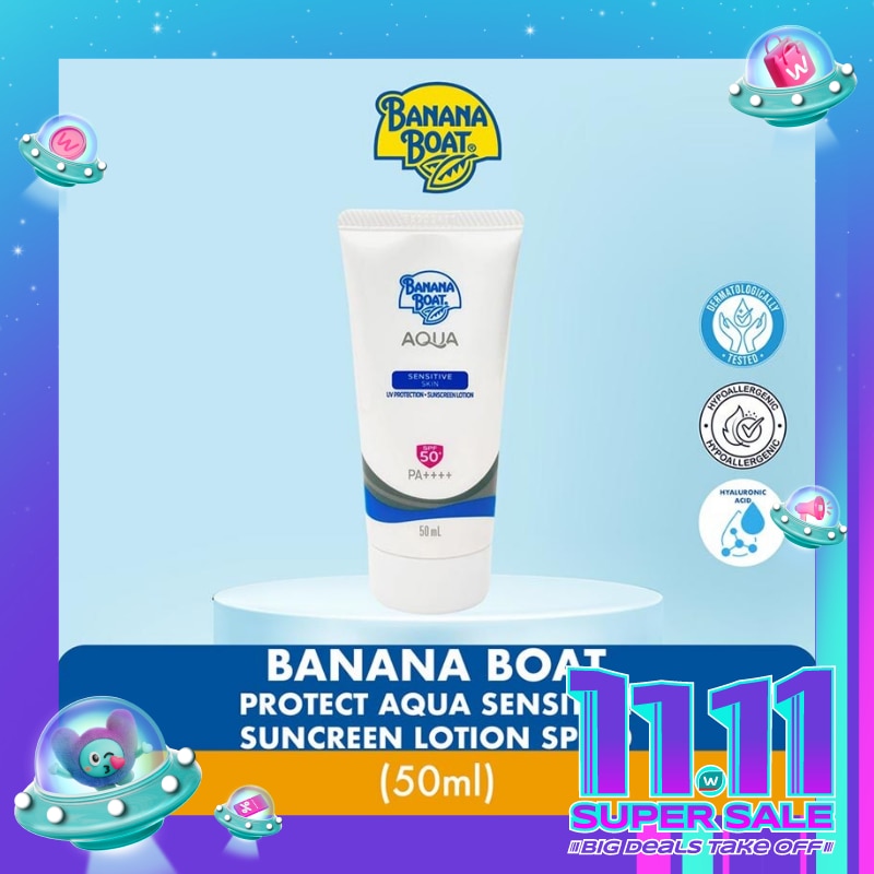 Banana Boat Simply Protect Aqua Sensitive Suncreen Lotion SPF50+ 50ml