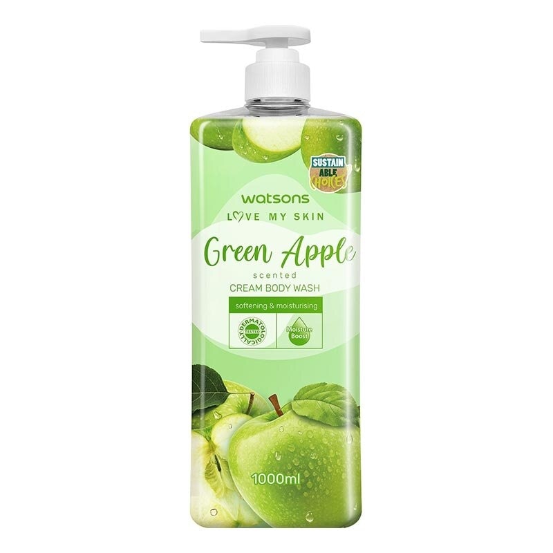 Watsons Green Apple Scented Cream Body Wash 1000ML