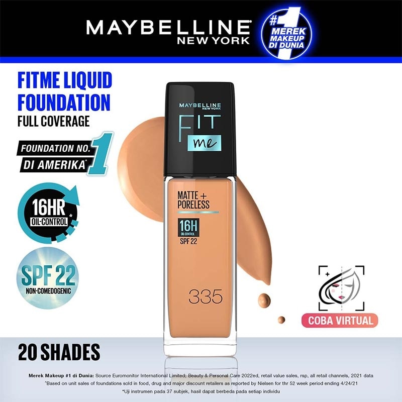 Maybelline Fit Me Liquid Foundation Matte + Poreless SPF22 335 Classic Tan