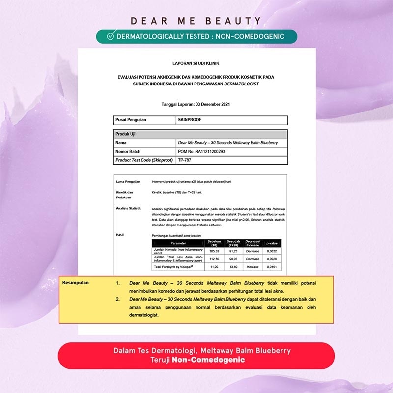 Dear Me Beauty Meltaway Balm Blueberry 100g