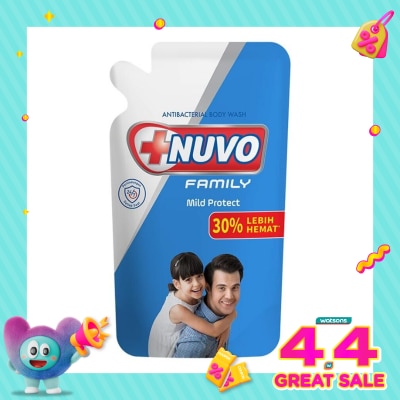 NUVO - Family Sabun Mandi Cair Biru Mild Protect Antibacterial Pouch 800ml