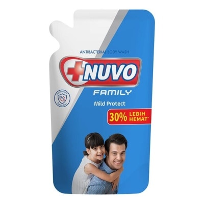 NUVO Nuvo Family Sabun Mandi Cair Mild Protect Biru Pouch 825Ml