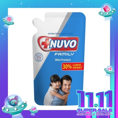 NUVO Nuvo Family Sabun Mandi Cair Mild Protect Biru Pouch 800ml