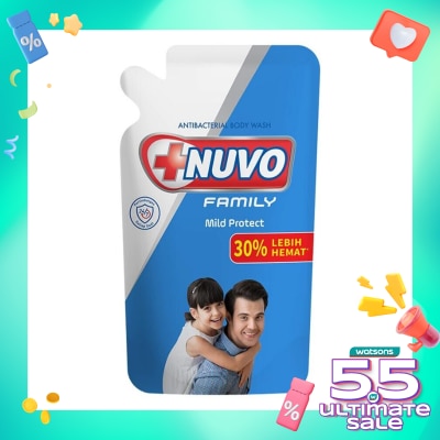NUVO Nuvo Family Sabun Mandi Cair Mild Protect Biru Pouch 825Ml