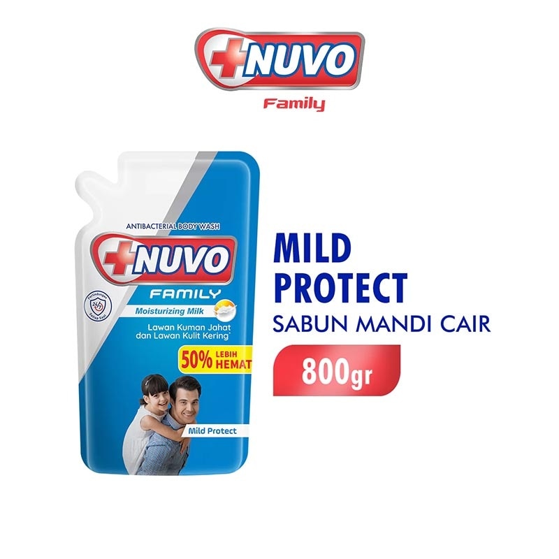 Family Sabun Mandi Cair Biru Mild Protect Antibacterial Pouch 800ml