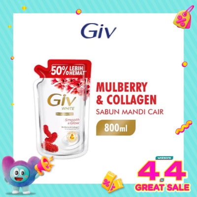 GIV - White Sabun Mandi Cair Mulberry Pouch 800ml