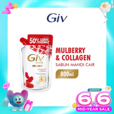 GIV - White Sabun Mandi Cair Mulberry Pouch 800ml