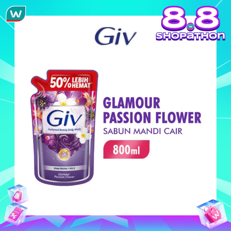 Giv Beauty Liquid Bodywash Ungu Passion Flowers & Sweet Berry Pouch 800ml