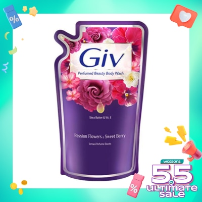 GIV Giv Beauty Liquid Bodywash Ungu Passion Flowers & Sweet Berry Pouch 825 Ml