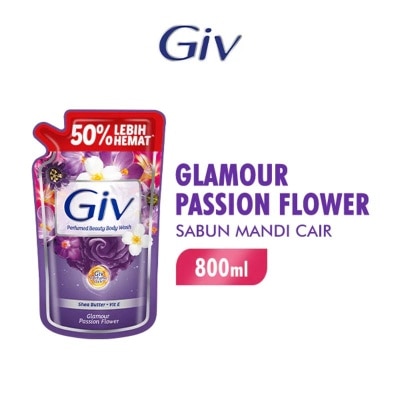 GIV Giv Beauty Liquid Bodywash Ungu Passion Flowers & Sweet Berry Pouch 800ml