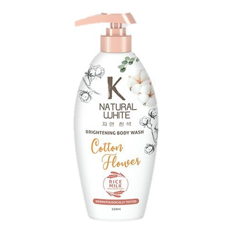 K Natural Bodywash White Cotton Flower Bottle 500 Ml