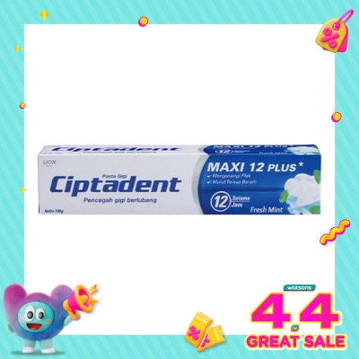 CIPTADENT Ciptadent Pasta Gigi Pencegah Gigi Berlubang Maxi 12 Fresh Mint Tube 190G