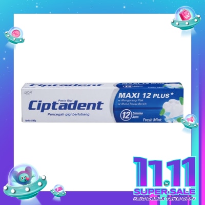 CIPTADENT Ciptadent Pasta Gigi Pencegah Gigi Berlubang Maxi 12 Fresh Mint Tube 190G