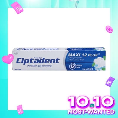 CIPTADENT Ciptadent Pasta Gigi Pencegah Gigi Berlubang Maxi 12 Fresh Mint Tube 190G
