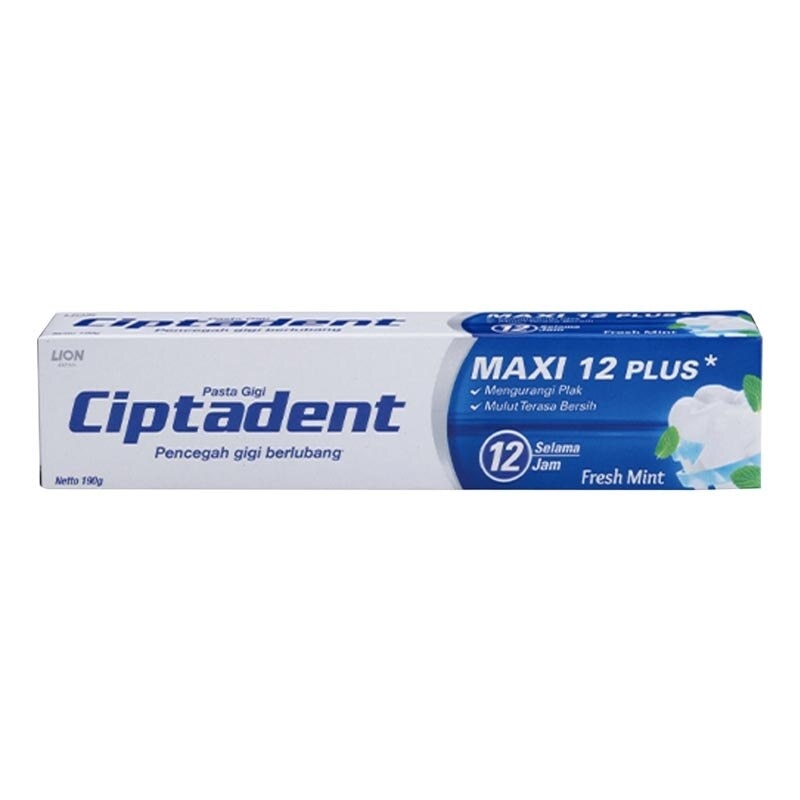 Ciptadent Pasta Gigi Pencegah Gigi Berlubang Maxi 12 Fresh Mint Tube 190G