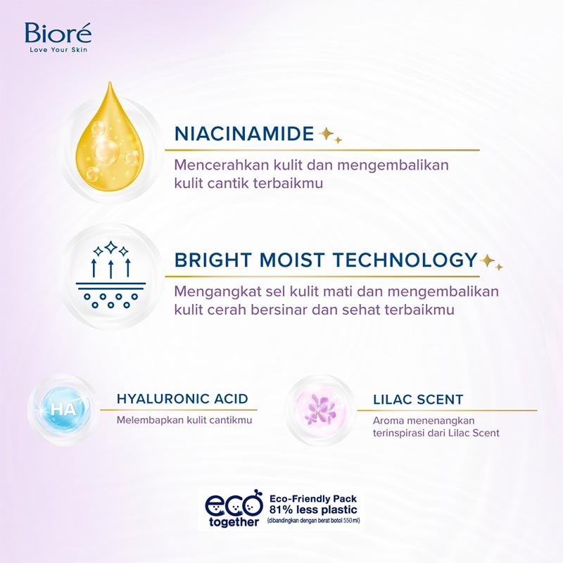 Bright Body Foam Sabun Mandi Cair Glow Up Lilac Pouch 400ml