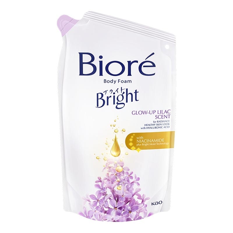 Bright Body Foam Sabun Mandi Cair Glow Up Lilac Pouch 400ml