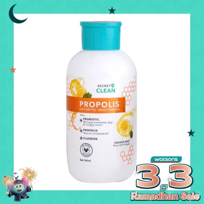 SECRET CLEAN Secret Clean Propolis Antiseptic Mouthwash Orange Mint 150ml