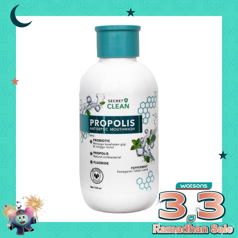 Secret Clean Propolis Antiseptic Mouthwash Peppet Mint 150ml