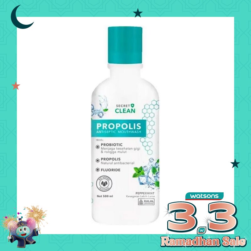 Secret Clean Propolis Antiseptic Mouthwash Pepper Mint 500ml