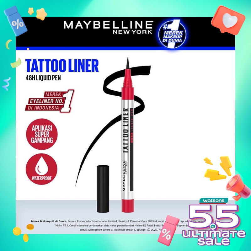 Promo Harga Maybelline Line Tattoo High Impact Liner Intense Black 1 gr - Watsons