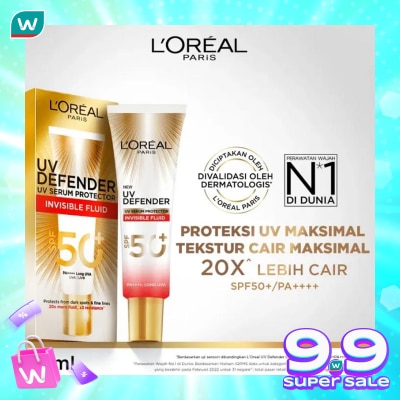 L'OREAL Loreal UV Defender SPF 50+ PA++++ Long UVA Invisible Fluid 30ml