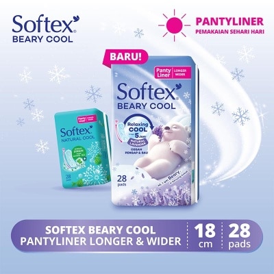 SOFTEX Beary Cool Pantyliner Longer Wider 28'S
