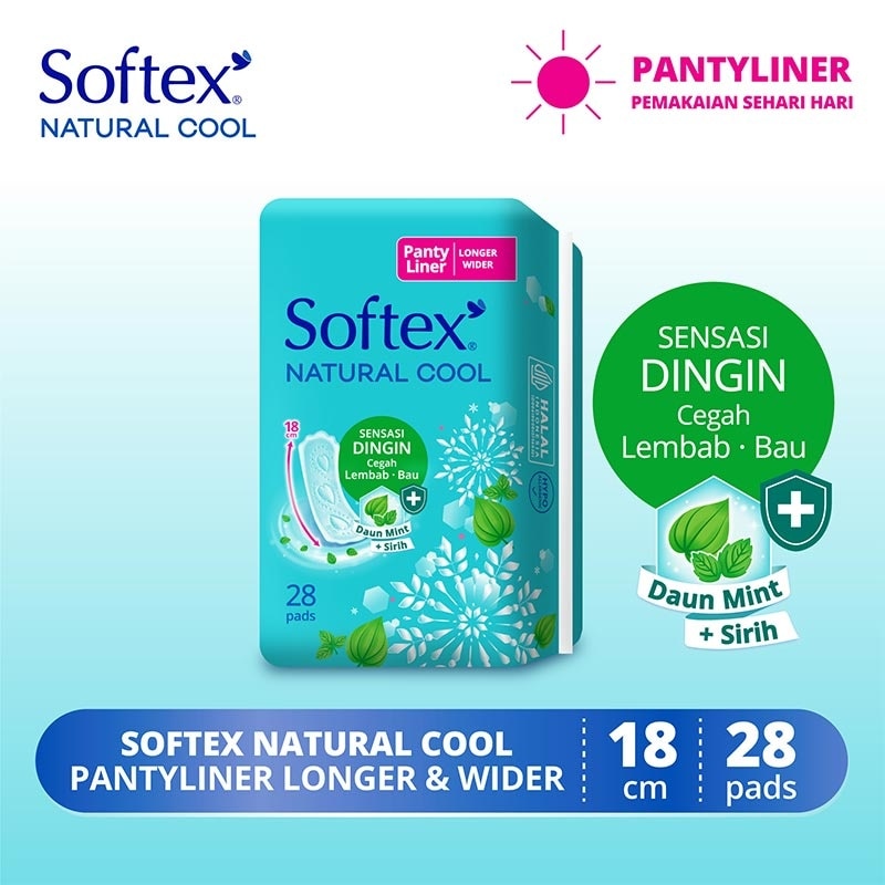 Softex Natural Cool + Panty Liner 18Cm 28'S