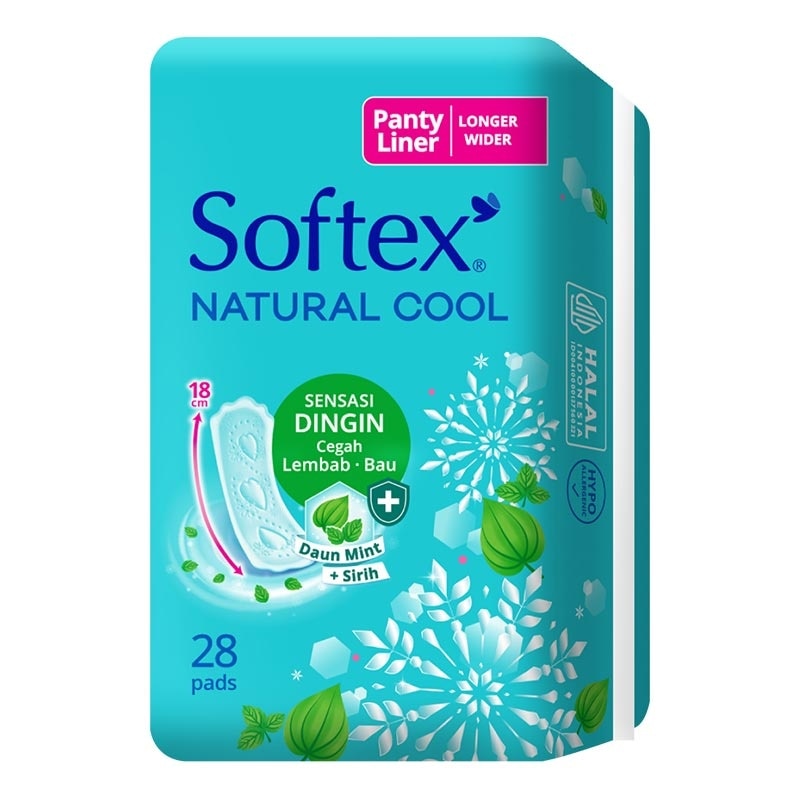 Softex Natural Cool + Panty Liner 18Cm 28'S