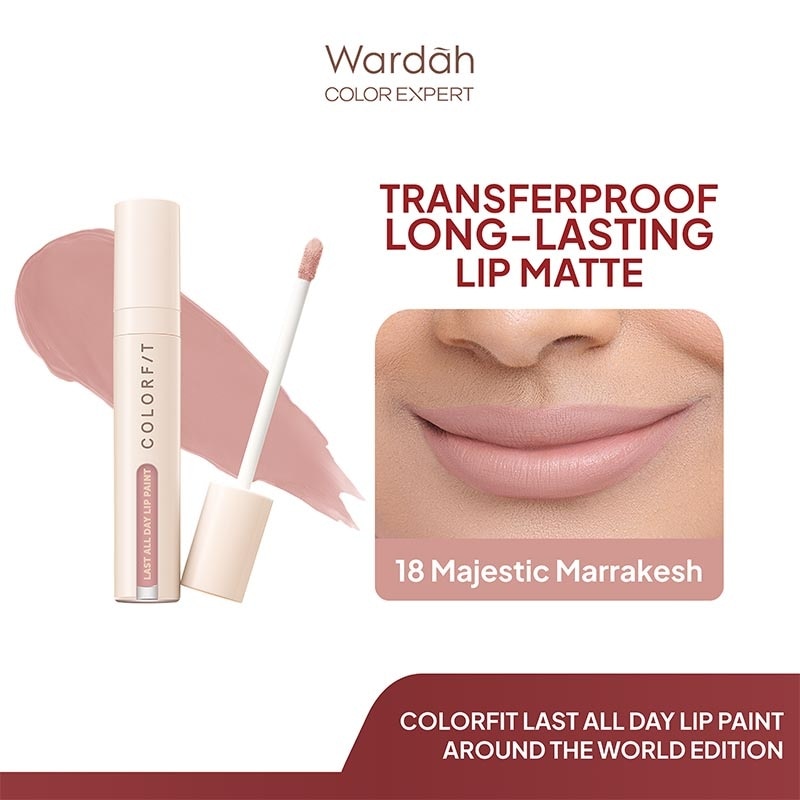 Colorfit Lip Paint Around the World 18. Majestic Marrakesh 4.2g - Lip Cream Tahan Lama Hingga 12 Jam dan Transferproof - Pigmented - Tekstur Creamy dan Nyaman Digunakan