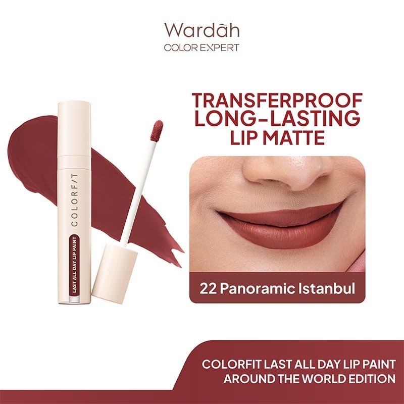Colorfit Lip Paint Around the World 22. Panoramic Istanbul 4.2g - Lip Cream Tahan Lama Hingga 12 Jam dan Transferproof - Pigmented - Tekstur Creamy dan Nyaman Digunakan