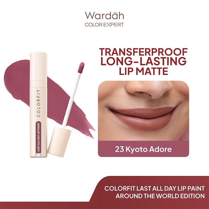 Colorfit Lip Paint Around the World 23. Kyoto Adore 4.2g - Lip Cream Tahan Lama Hingga 12 Jam dan Transferproof - Pigmented - Tekstur Creamy dan Nyaman Digunakan