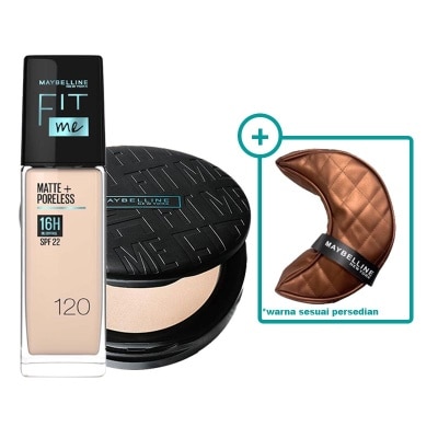 MAYBELLINE Fit Me! Matte + Poreless Foundation 120 Classic Ivory & FIT ME! 12H Oil Control Powder 112 + Pouch