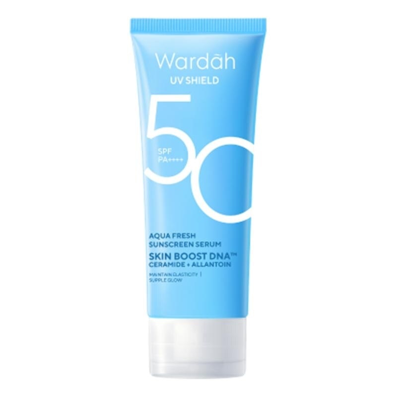 Wardah UV Shield Aqua Fresh Sunscreen Serum SPF 50 PA ++++ 40 ML x 2 + Turquoise Bag