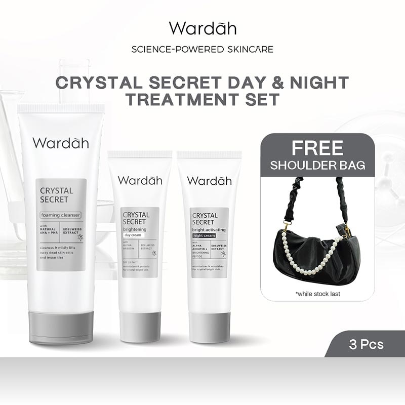 [LIMITED!] Exclusive Bundle Wardah Crystal Secret Day & Night Treatment Set FREE Shoulder Bag