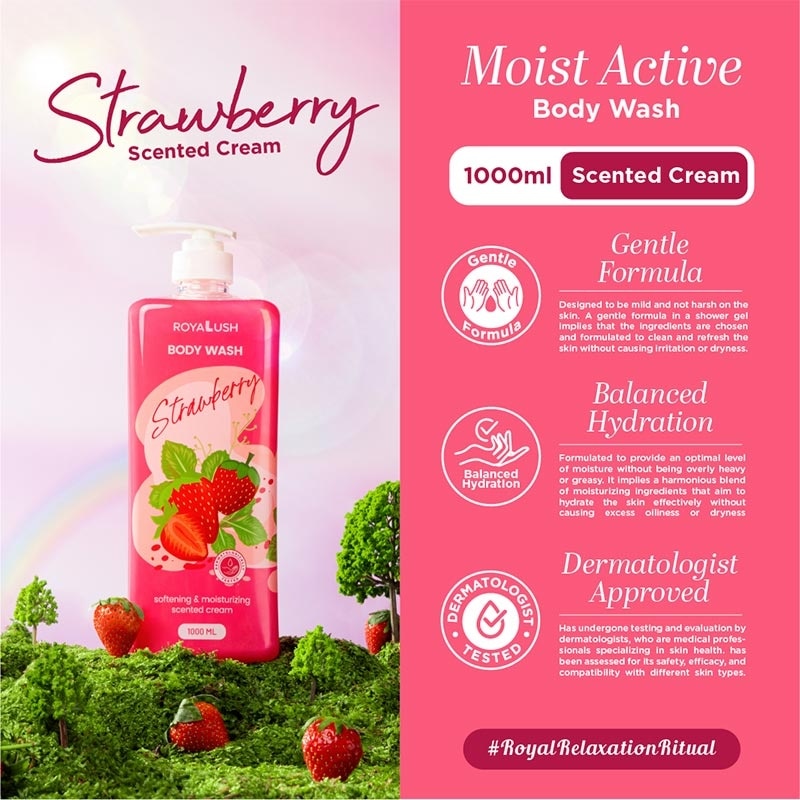 ROYALUSH BODY WASH-STRAWBERRY 1000ML