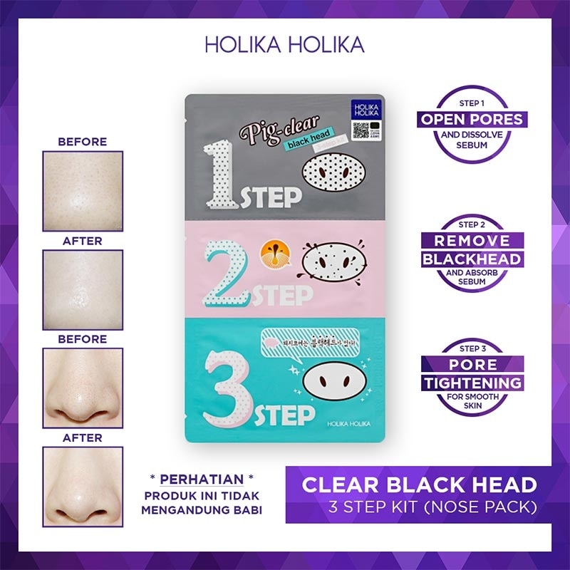 HOLIKA PIG-NOSE CLR B/H 3 STEP KIT 7GR
