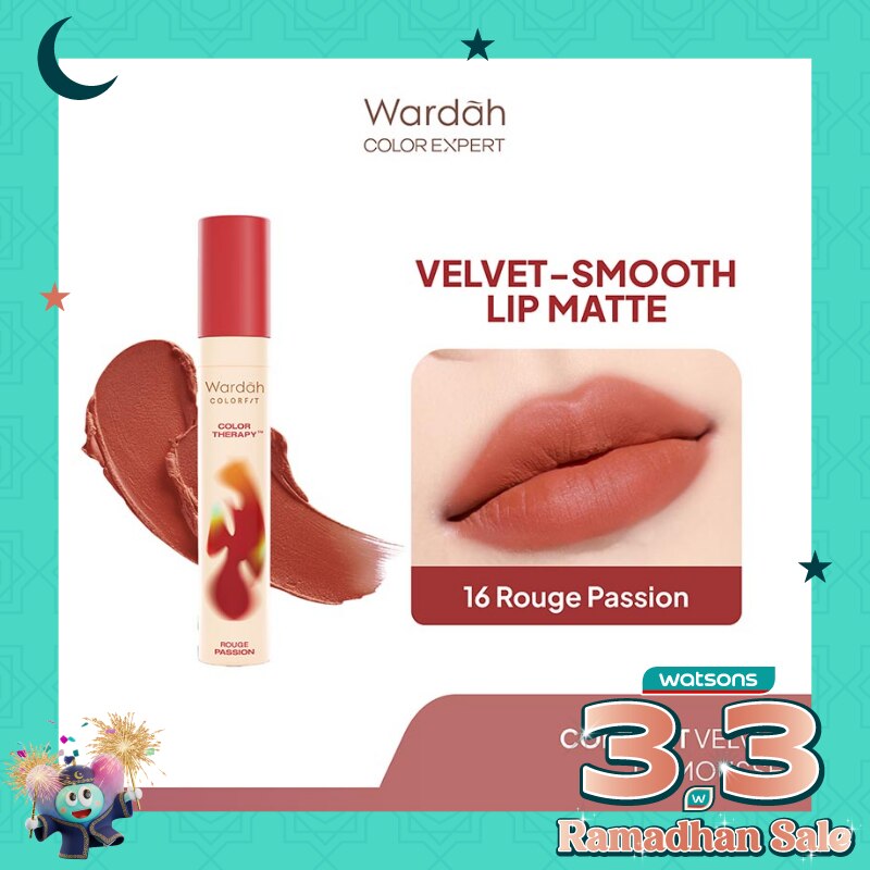 Colorfit Velvet Matte Lip Mousse Color Therapy 16 Rouge Passion 4g - Lip Cream Tahan Lama - Hasil Matte dan Blurry Effect