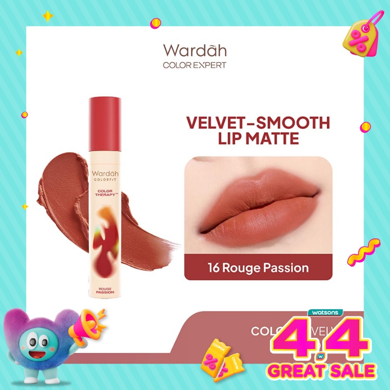 Colorfit Velvet Matte Lip Mousse Color Therapy 16 Rouge Passion 4g - Lip Cream Tahan Lama - Hasil Matte dan Blurry Effect