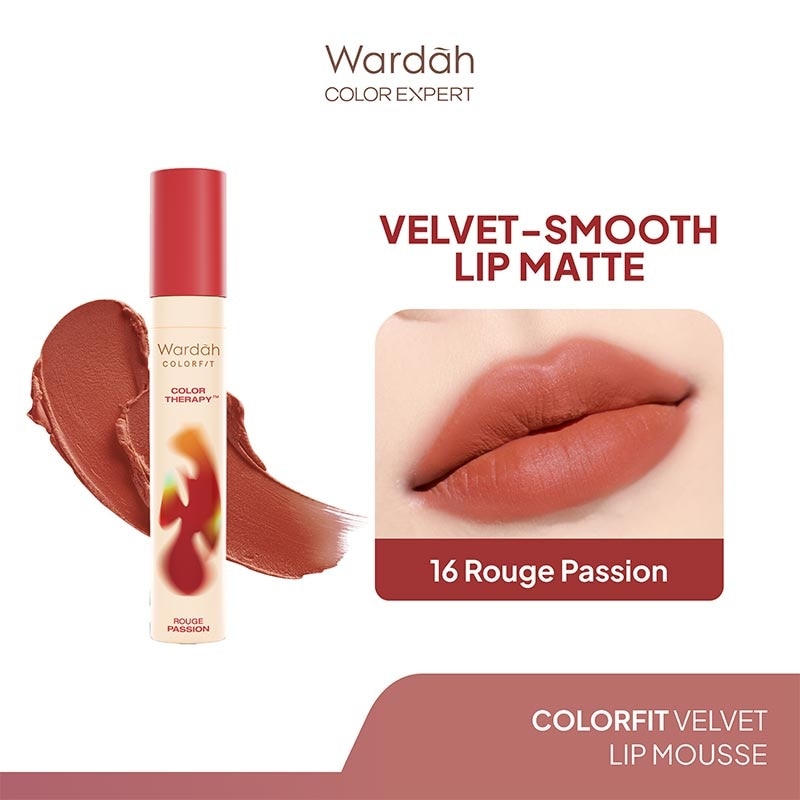 Wardah Colorfit Velvet Matte Lip Mousse 16 Rouge Passion 4g