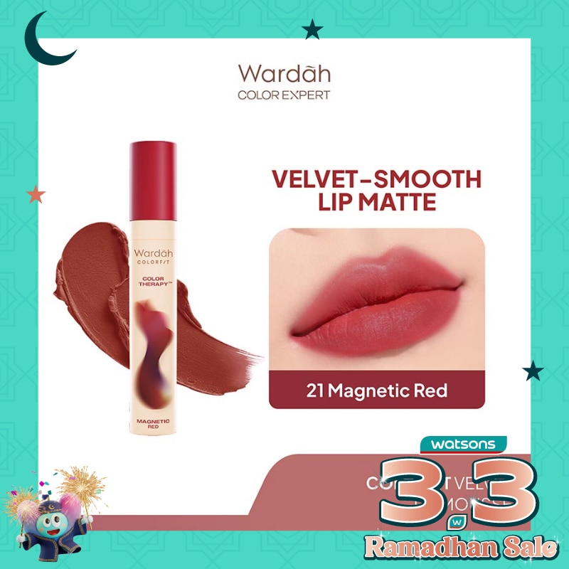 Wardah Colorfit Velvet Matte Lip Mousse 21 Magnetic Red 4g