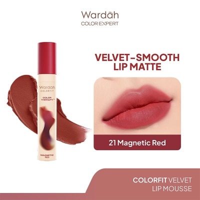 WARDAH Wardah Colorfit Velvet Matte Lip Mousse 21 Magnetic Red 4g
