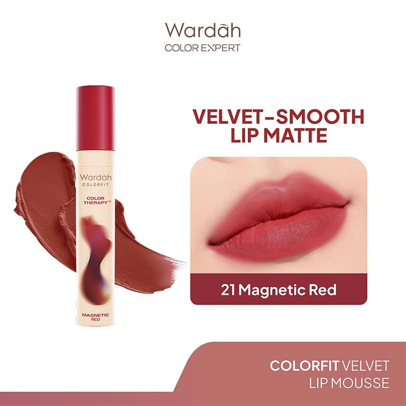 Wardah Colorfit Velvet Matte Lip Mousse 21 Magnetic Red 4g
