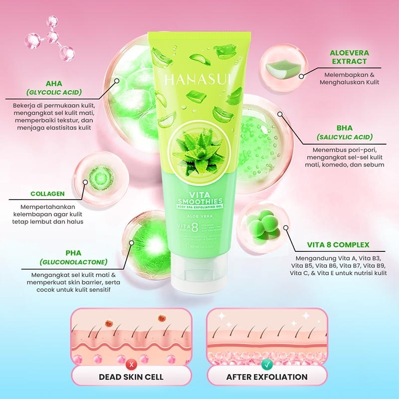 Hanasui Vita Smoothies Body Spa Exfoliating Gel Aloe Vera 180ml