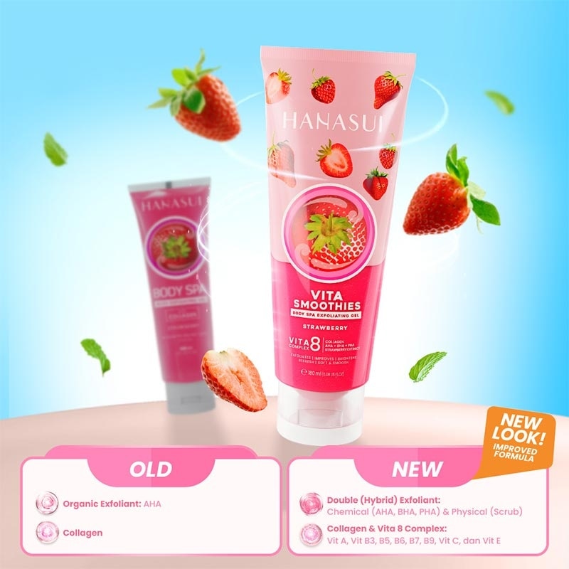 Hanasui Vita Smoothies Body Spa Exfoliating Gel Strawberry 180ml