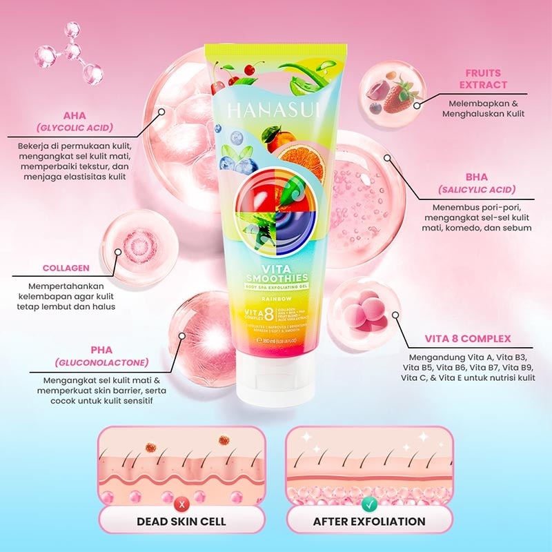 Hanasui Vita Smoothies Body Spa Exfoliating Gel Rainbow 180ml