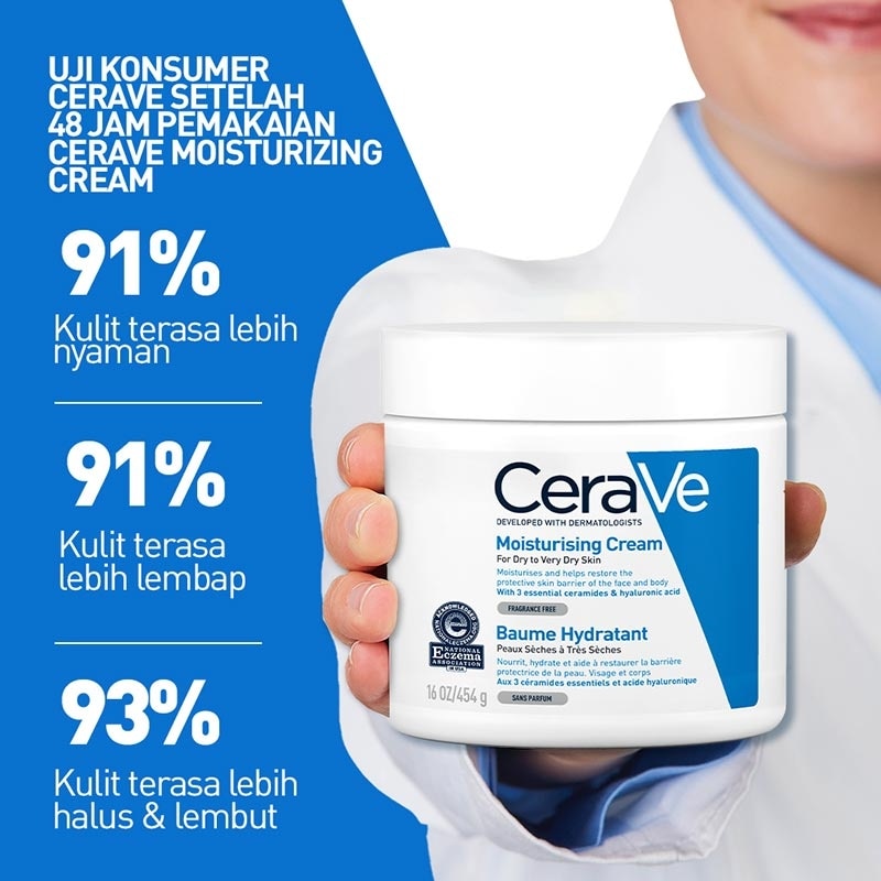 CeraVe Moisturising Cream 454 g – Skin Barrier Repair Moisturizer with Ceramide for Dry Skin [Pelembap Untuk Kulit Kering]