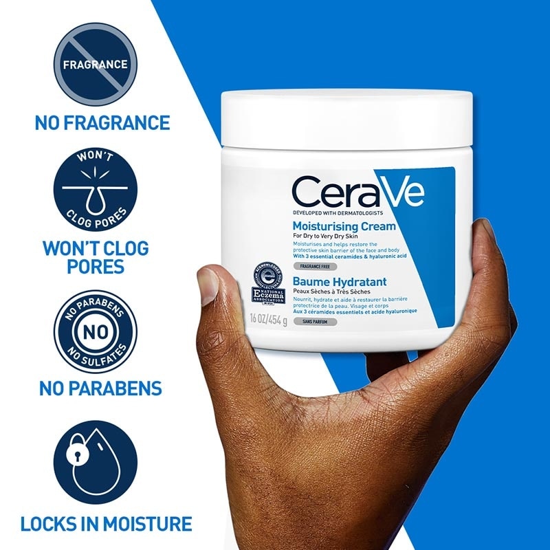 CeraVe Moisturising Cream 454 g – Skin Barrier Repair Moisturizer with Ceramide for Dry Skin [Pelembap Untuk Kulit Kering]