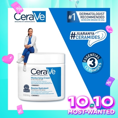 CERAVE CeraVe Moisturising Cream 454 g – Skin Barrier Repair Moisturizer with Ceramide for Dry Skin [Pelembap Untuk Kulit Kering]