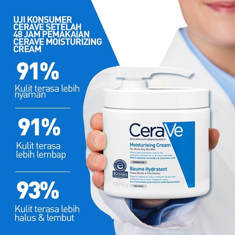 CeraVe Moisturising Cream 454 g with Pump – Skin Barrier Repair Moisturizer with Ceramide for Dry Skin [Pelembap Untuk Kulit Kering]